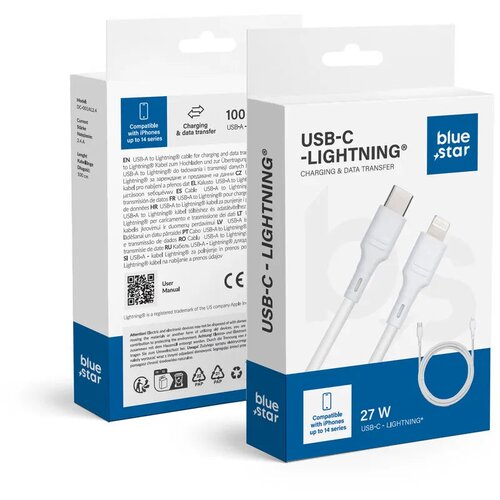 Blue Star kabel 2.4A 27W Type-C na Lightning DC-001CL2.4 1m bijeli Cijene