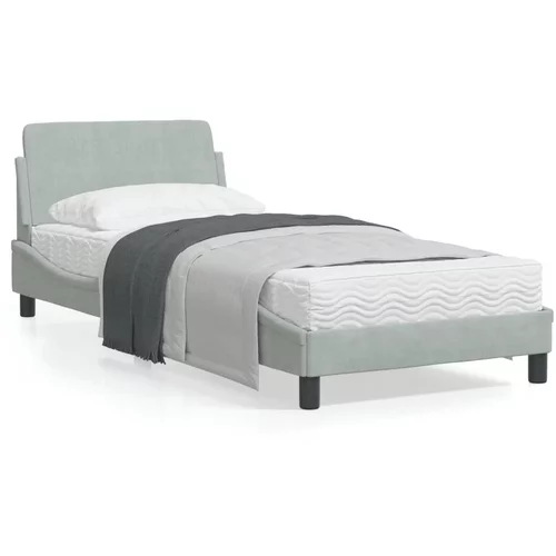 vidaXL Okvir za krevet s uzglavljem svjetlosivi 90x190 cm baršunasti