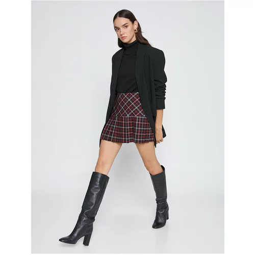 Koton Aslıhan Malbora X - Plaid Pleated Mini Skirt