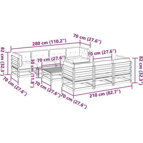  8-dijelni set vrtnih sofa s jastucima masivno drvo duglazije Slike