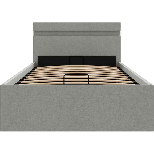  Hidraulični okvir za krevet od tkanine LED svjetlosivi90x200 cm Slike
