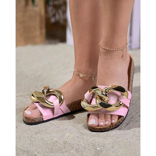 Resti Women's pink slippers with decoration at Fixci- Footwear Cene