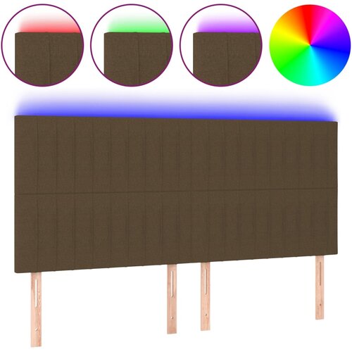 Maison Chic led posteljno vzglavje - vzglavna omarica - nočna omarica temno rjavo 200x5x118/128 cm blago, (21711525) Slike