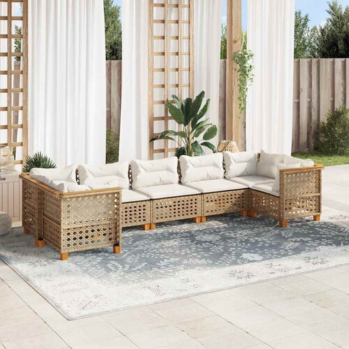  7-dijelni set vrtnih sofa od poliratana s jastucima bež 63.5 x 63.5 x 62 cm Cene