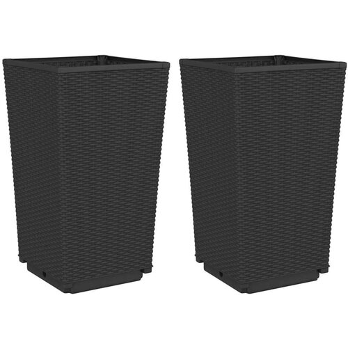 VidaXL Vrtne sadilice 2 kom crne 32 5 x 32 5 x 57 cm od PP-a Slike
