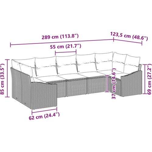  Set sofe 7 kom. Crna poliratan 289 x 123,5 x 85 cm Slike