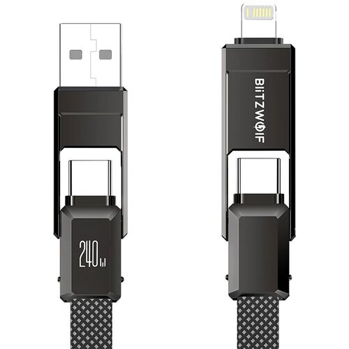 BlitzWolf 4-V-1 USB-C LIGHTNING KABEL ZA TELEFONE 240 W 1,2 M HITR, (5000259890) Slike