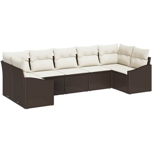 Set sofe 7 kom. Smeđa poliratan 289 x 123,5 x 85 cm Slike
