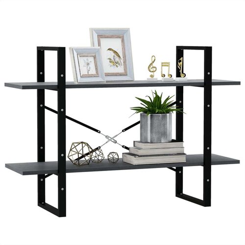 VidaXL Knjižna omara 2-nadstropna siva 100x30x70 cm trdna borovina Slike