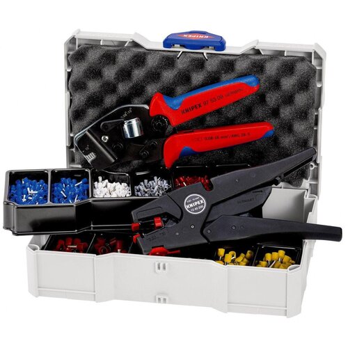 Knipex samopode&amp;scaron;avajuća kle&amp;scaron;ta za krimpovanje za hilzne + automatska kle&amp;scaron;ta za skidanje izolacije u tanos mini-systainer&amp;reg; plastičnoj kutiji sa izolovanim hilznama (97 90 16) Slike