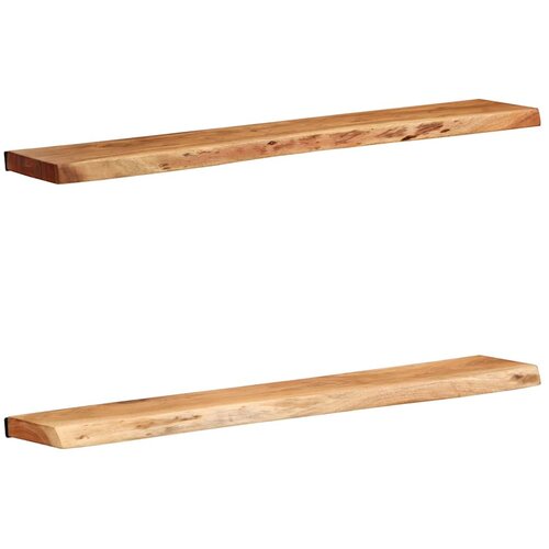 VidaXL Zidne police 2 kom 100x20x3,5 cm od masivnog bagremovog drva Slike