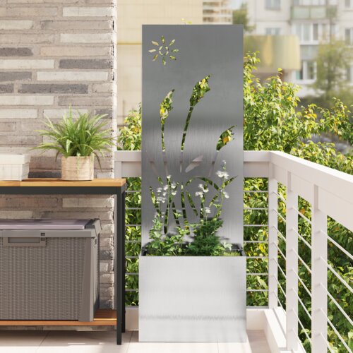 vidaXL Vrtni Sadič s Dekorativnom Pločom Srebrna 50 x 140 cm Cijene
