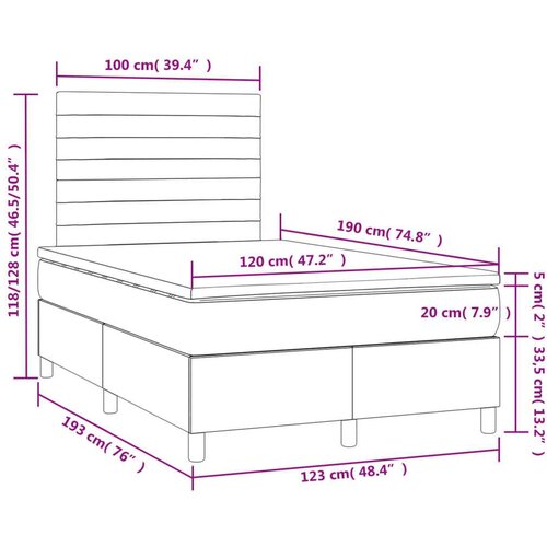  Krevet s oprugama i madracem LED tamnozelenim 120x190 cm bar&amp;scaron;un Slike