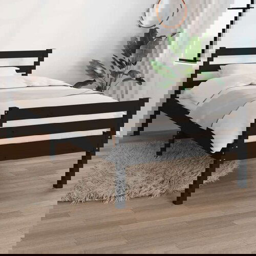  Posteljni okvir črn iz trdnega lesa 90x200 cm, (20601654) Cene