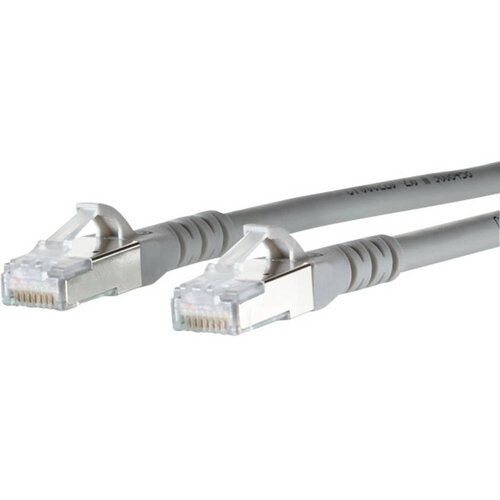 Metz Connect 1308455033-E RJ45 omrežni kabel\, Patch kabel CAT 6a S/FTP 5.00 m siva z za&scaron;čitnim zapornim zatičem 1 kos, (20421470) Cene