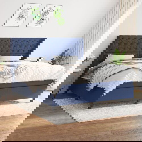 The Living Store Box spring postelja z vzmetnico modra 160x200 cm blago - Box Spring Postelja, (21512231) Slike