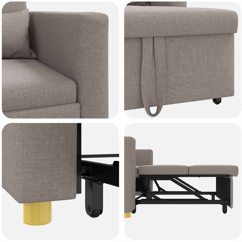 SOFA na razvlačenje Singl Sivo-smeđa 90 x 165 x 87 cm tkanina Slike