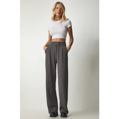  Women's Anthracite Waist Velcro Waist Comfortable Woven Pants