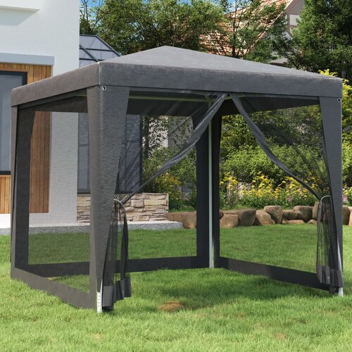 Šator za zabave s 4 mrežasta bočna zida antracit 2,5x2,5 m HDPE Cijene