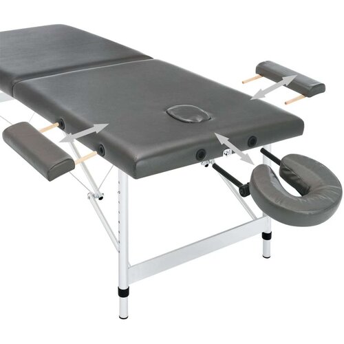 VidaXL Masažna miza z 2 conama aluminijast okvir antracitna 186x68 cm Slike