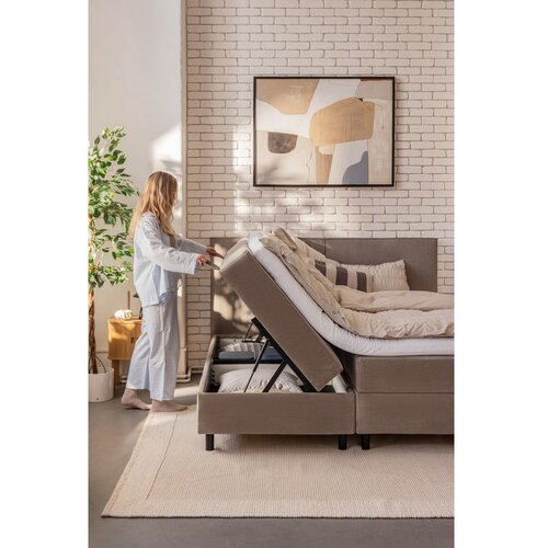 Bonami Selection Smeđe-sivi boxspring krevet s prostorom za odlaganje 160x200 cm Elva Bold &amp;ndash; Slike