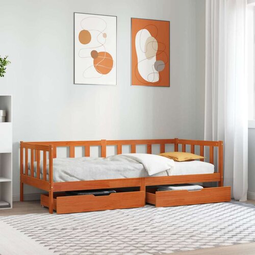  Krevet na dan s uzglavljem 3 pcs Vosak smeđa Čvrsto borovo drvo Cijene