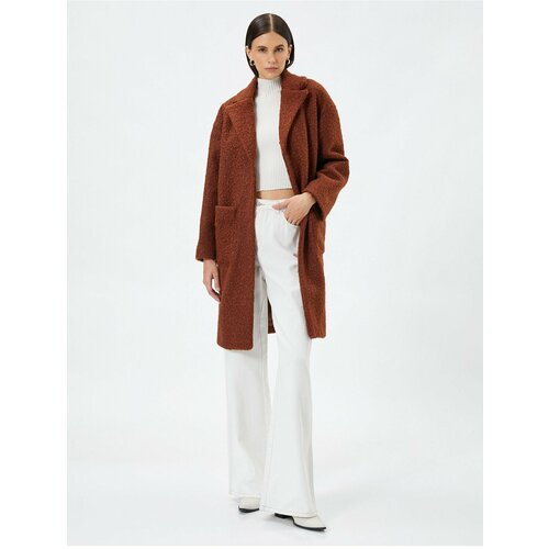 Koton Oversized Bouclete Coat, Double Breasted Midi Length, Pocket Detailed Lined. Slike
