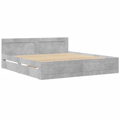 vidaXL Posteljni okvir z vzglavjem betonsko siv 200x200 cm inž. les, (21303467) Cene