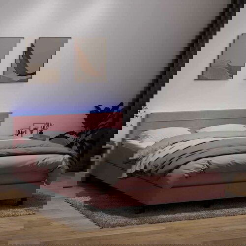  Box spring postelja z vzmetnico roza 140x210 cm žamet, (21793062) Cene