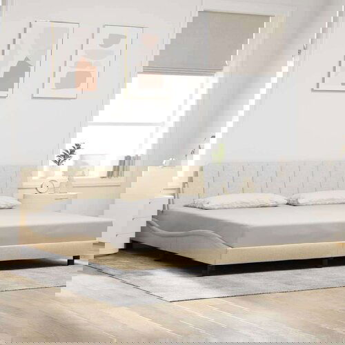  Okvir za krevet bez madraca krem 200x200 cm od tkanine - Krema 200 x 200 cm Slike