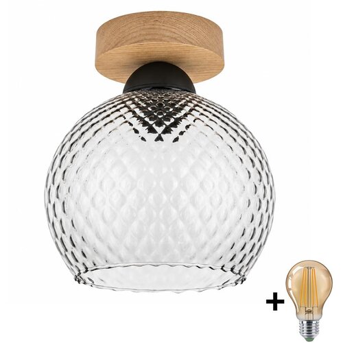 Brilagi LED stropno svetlo R GLASS 1xE27/60W/230V, prečnik 18 cm, hrast/dimno siva Slike