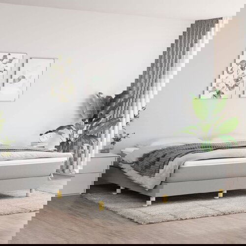 The Living Store Posteljni okvir svetlo siv 160x200 cm blago - Box Spring Posteljni Okvir, (21520064) Slike