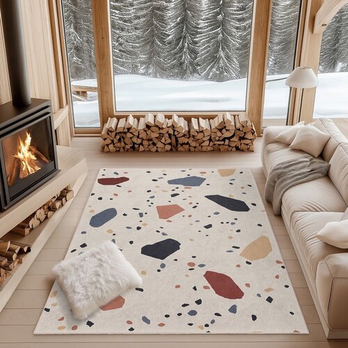 Mila Home Kremno bela pralna preproga 60x100 cm Cracked Terrazzo &amp;ndash; Slike