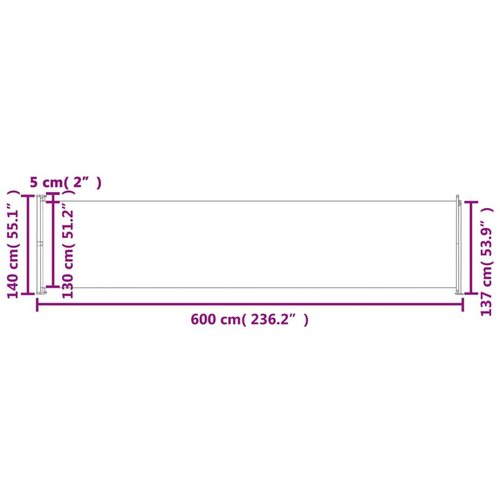  Uvlačiva bočna tenda za terasu 140 x 600 cm krem Slike