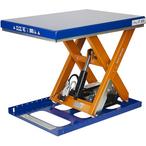 Edmolift Kompaktna dvižna miza, nosilnost 500 kg, plošča DxŠ 900 x 700 mm, uporabni dvig 600 mm Cene
