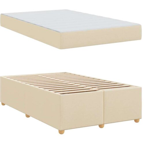  Okvir za krevet s madracem Krema 120 x 190 cm tkanina Slike