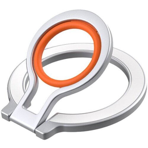 INF MagSafe magnetni prstan za telefon &amp;mdash; aluminij + silikon, 360&amp;deg; vrtljiv White+Orange, (5000284136) Slike