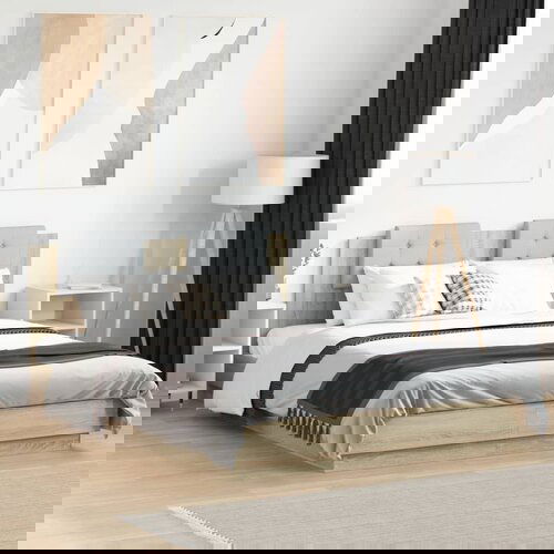 Furnova Posteljni okvir z vzglavjem sonoma hrast 150x200 cm inž. les, (21941519) Slike