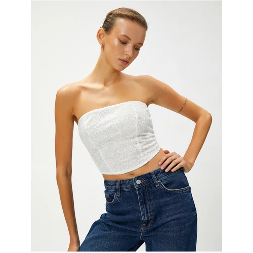 Koton Strapless Crop Singlet with Lace Detail
