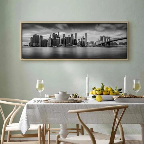  Slika - New York: Stylish City 90x30 U prirodnom drvenom okviru Slike