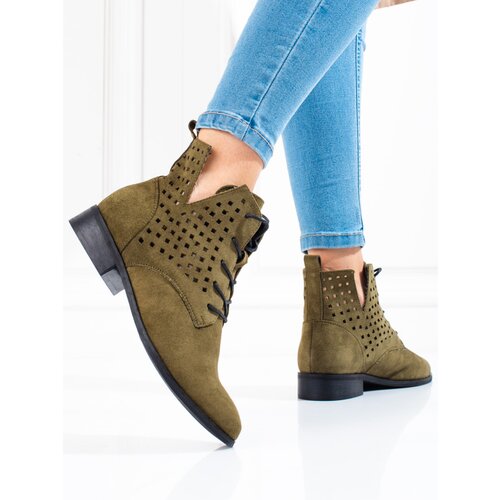 W. POTOCKI Openwork women&amp;#039;s lace-up boots Potocki green Slike