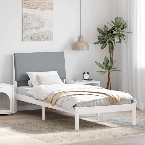  Okvir kreveta s uzglavljem Bijela i svijetlosiva 100 x 200 cm Cene