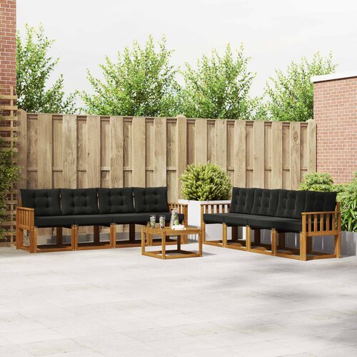  Set vanjskih sofa 9 kom. Prirodna i crna Cene