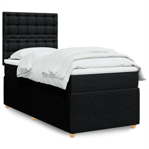 vidaXL Box spring postelja z vzmetnico črn 90x190 cm blago Cene