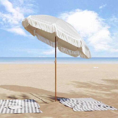  Suncobran za plažu Siva i bijela 160 x 160 x 196 cm Slike