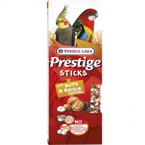 Versele-laga big Parakeet poslastica za ptice Prestige sticks Nuts&Raisin Topping 2x70g Cene