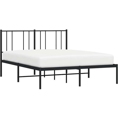  Metalni okvir za krevet s uzglavljem crni 135x190 cm Slike