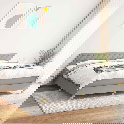  Box spring postelja z vzmetnico svetlo siva 160x200 cm žamet, (20898506) Slike