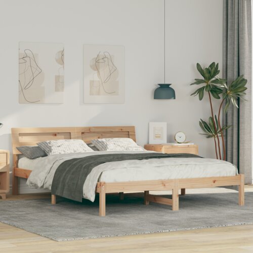 vidaXL Krevetna konstrukcija Smeđa 140 x 200 cm Čvrsta borova drva Cijene