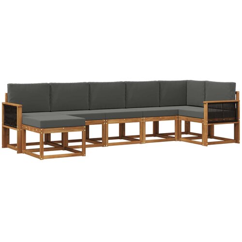 vidaXL Zunanja garnitura za sedenje 7 pcs Naravna in antracitna, (5000280571) Cene